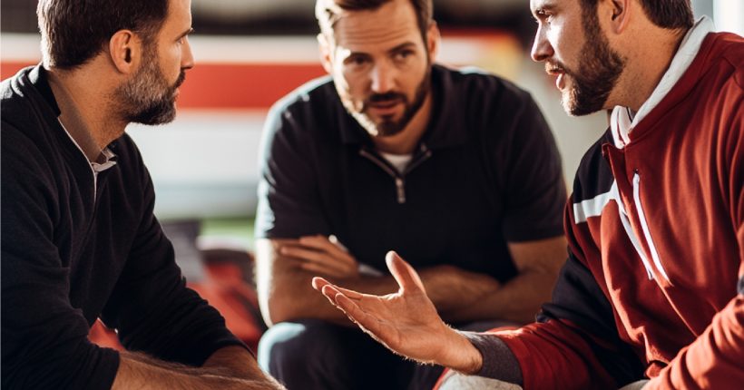 journalist-discussing-game-strategies-tactics-with-sports-analysts-experts